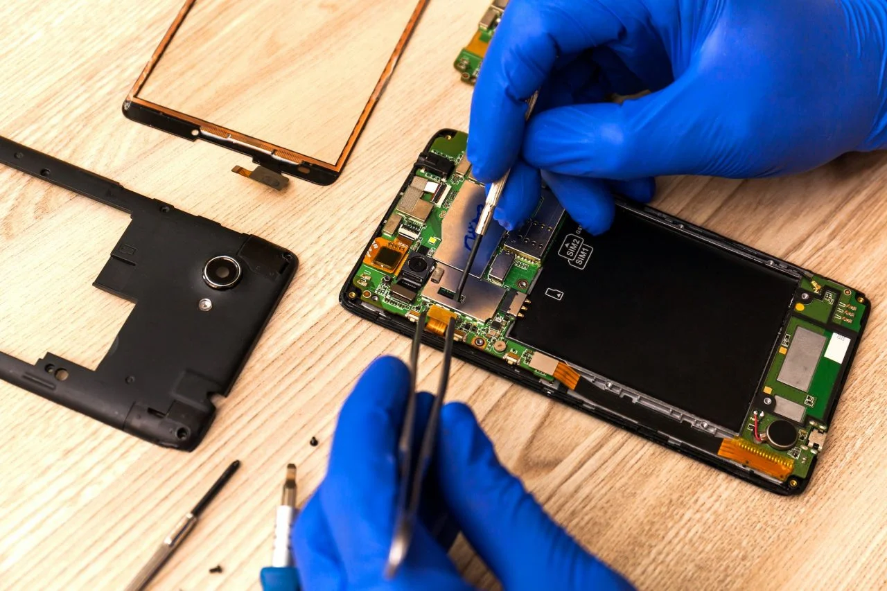 Disassembled smartphone repairs